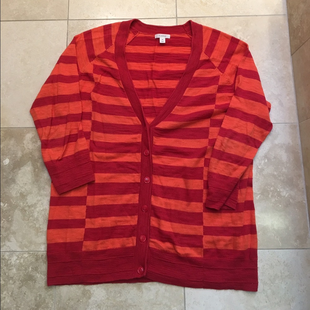 Orange Striped Caslon Sweater - Picture 2 of 3